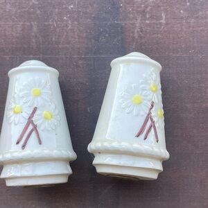 Vintage Cottagecore Daisy Floral Ceramic Salt and Pepper Shakers kitchy